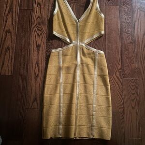bebe Gold Backless Dress